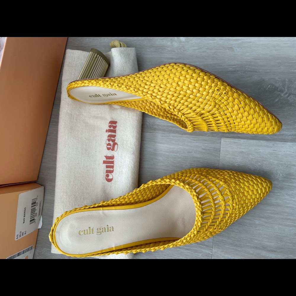 Cult Gaia woven leather Mules
